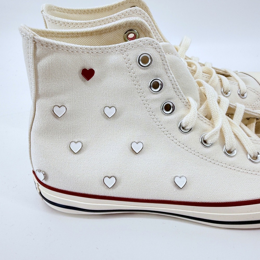 NEW Converse Chuck Taylor All Star Women 9.5 High Top White Heart Studs A19055C - Picture 12 of 15